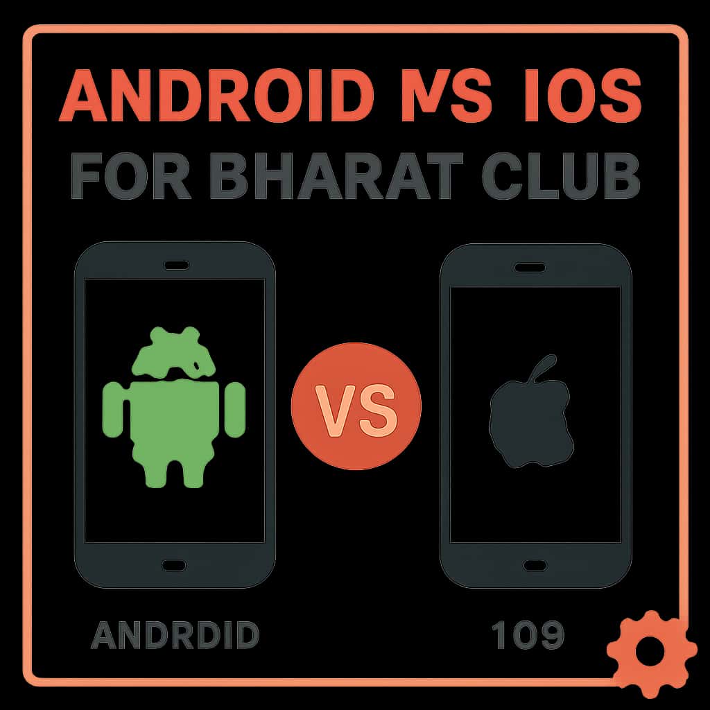 Illustration detailing differences between Android and iOS for Bharat Club.