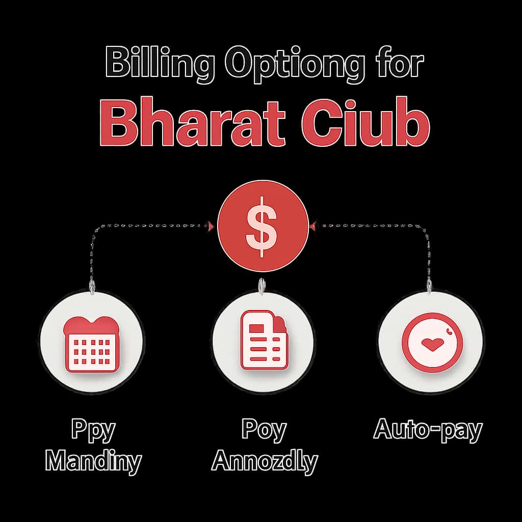 Illustration detailing the Billing Options for Bharat Club.