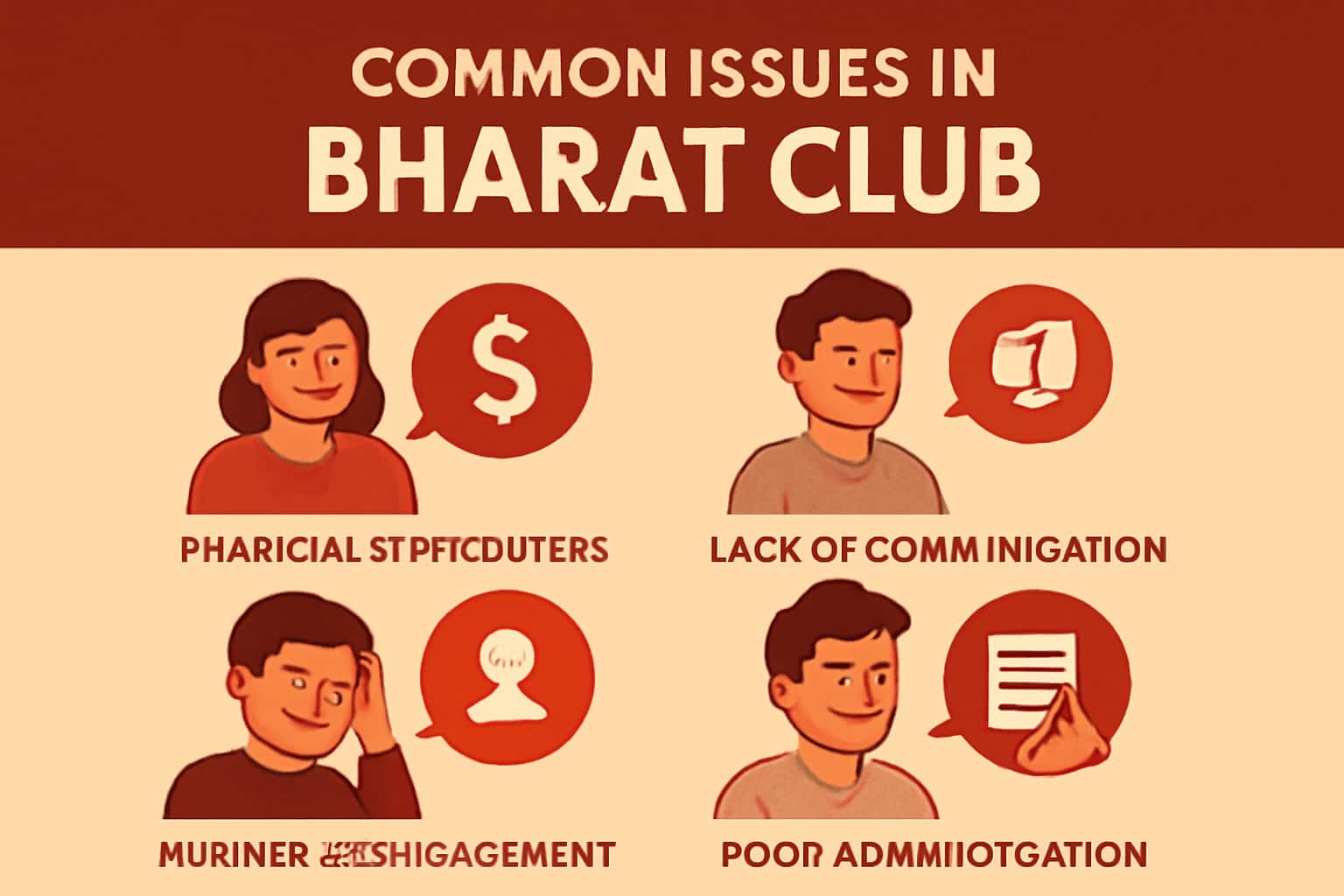 A visual representation of common issues in the Bharat Club app, highlighting the title with a modern design.