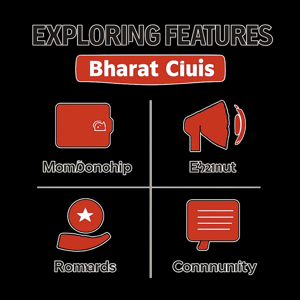 Diagram illustrating features of Bharat Club application.