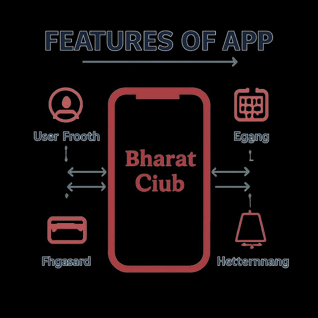 Illustration explaining key features of the Bharat Club App.