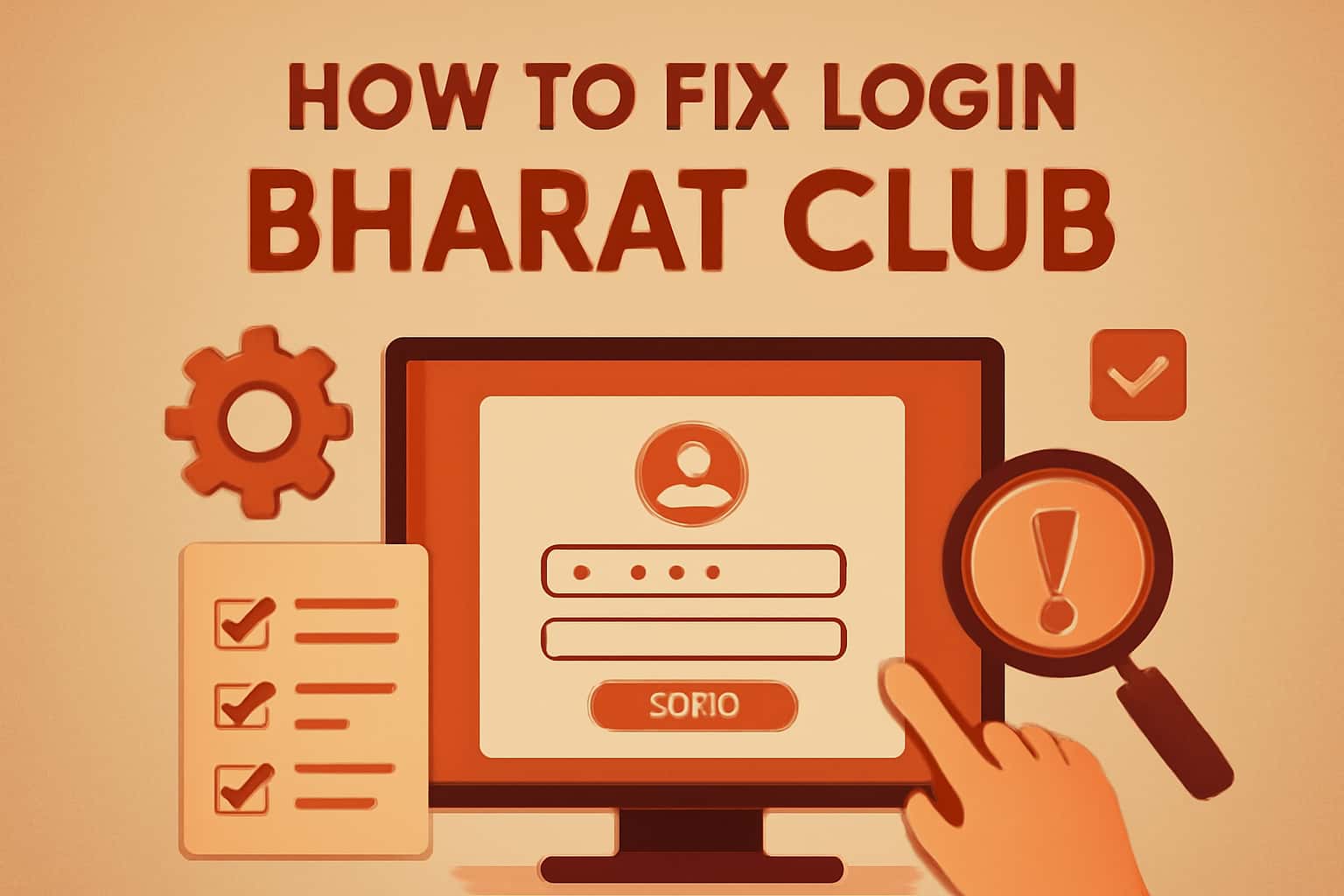 Informative graphic regarding how to fix login issues with Bharat Club app.