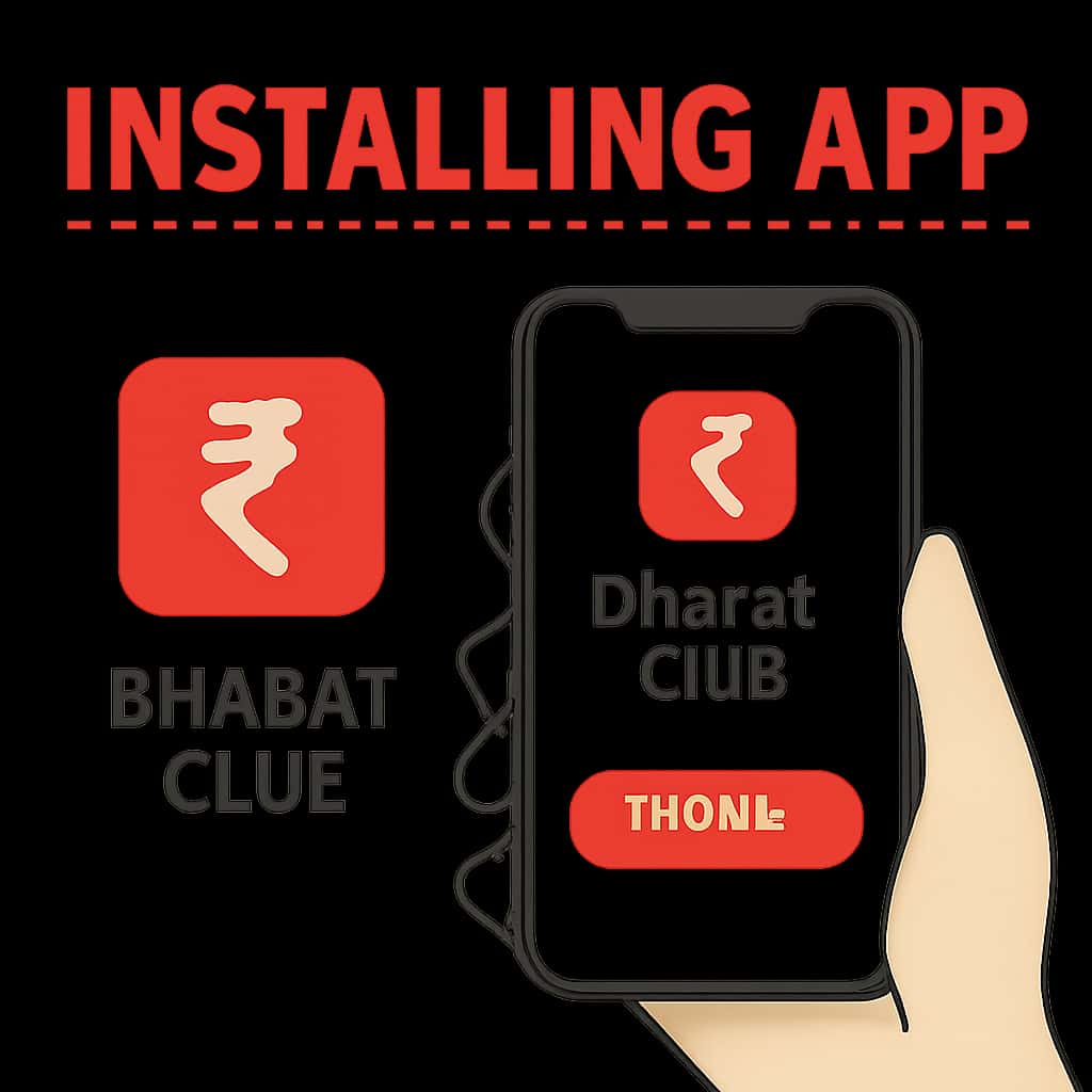 An educational diagram illustrating the installation steps for Bharat Club App.