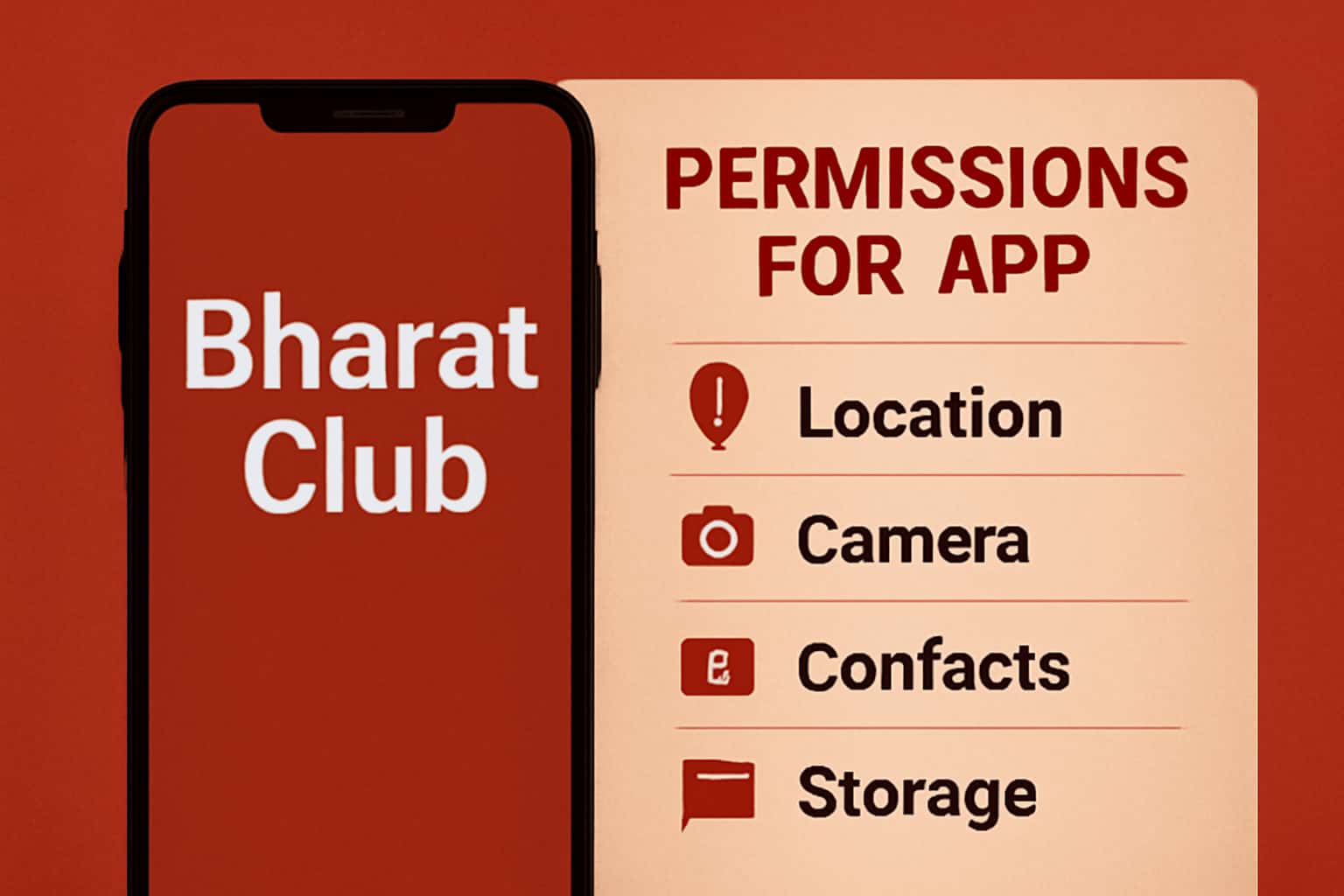 A futuristic representation of the permissions required for the Bharat Club app.
