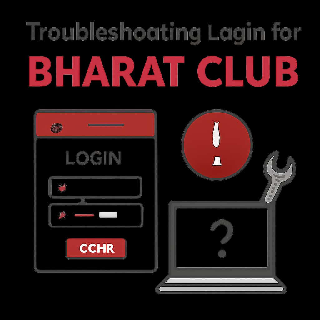 An educational diagram on troubleshooting login for Bharat Club.
