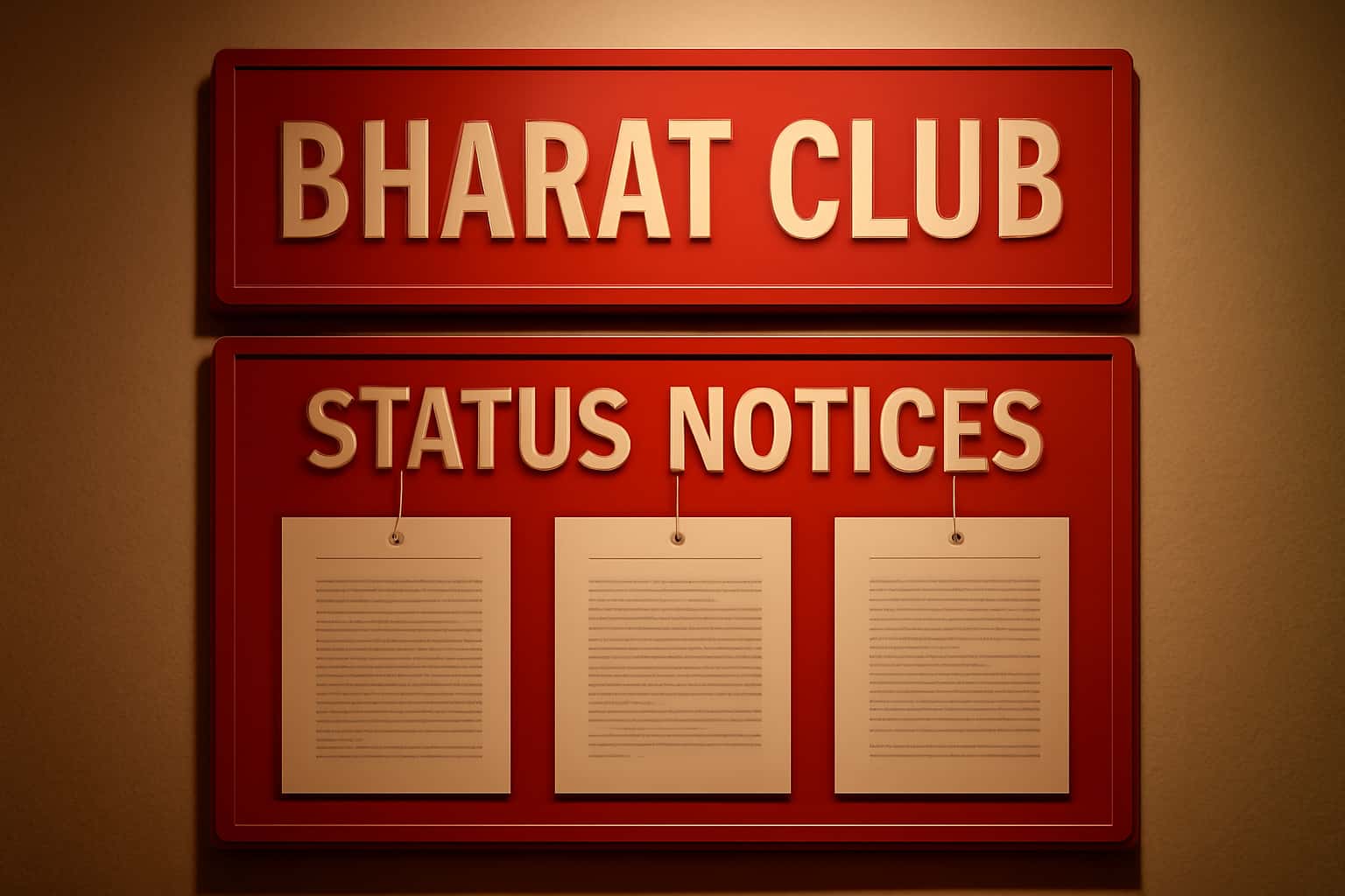 An informational scene depicting the Bharat Club Status Notices.