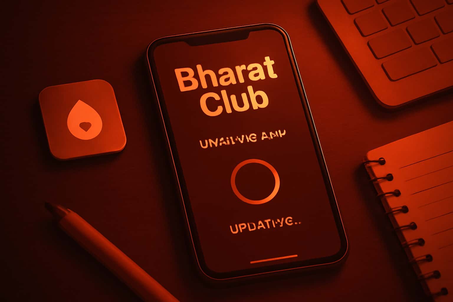 An informational scene showing the update process for the Bharat Club app.